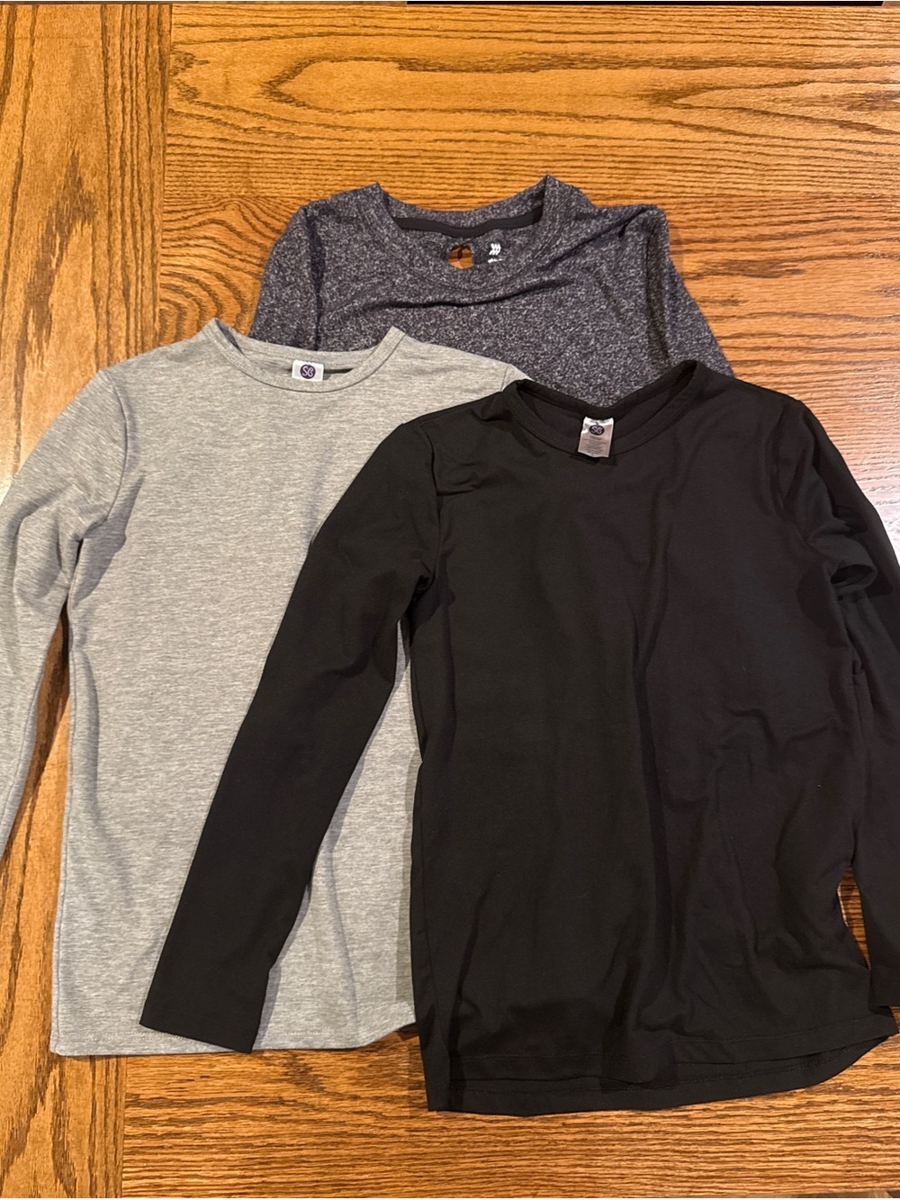 Bundle Kids Long-Sleeve Tee - Black, Light Gray, Heather -Size Kids Large